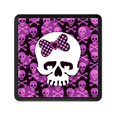Pink Polka Dot Bow Skull Memory Card Reader (Square) from ArtsNow.com Front