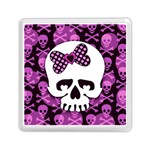 Pink Polka Dot Bow Skull Memory Card Reader (Square)