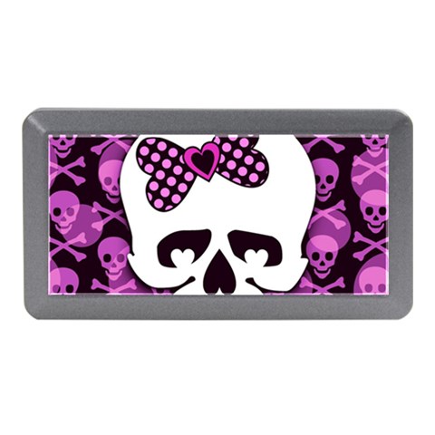 Pink Polka Dot Bow Skull Memory Card Reader (Mini) from ArtsNow.com Front