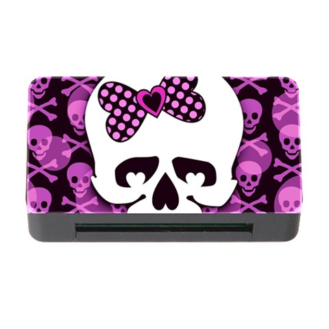 Pink Polka Dot Bow Skull Memory Card Reader with CF from ArtsNow.com Front