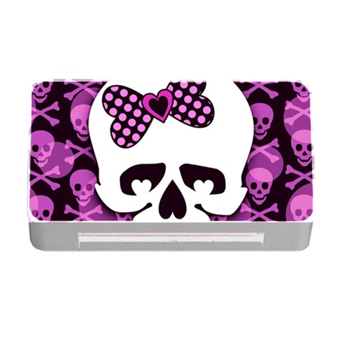 Pink Polka Dot Bow Skull Memory Card Reader with CF from ArtsNow.com Front
