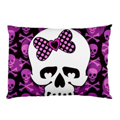 Pink Polka Dot Bow Skull Pillow Case (Two Sides) from ArtsNow.com Front