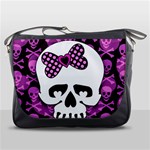 Pink Polka Dot Bow Skull Messenger Bag