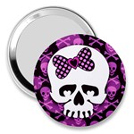 Pink Polka Dot Bow Skull 3  Handbag Mirror