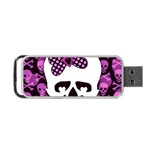 Pink Polka Dot Bow Skull Portable USB Flash (One Side)