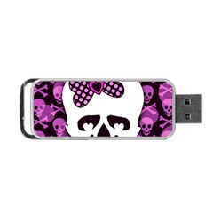 Pink Polka Dot Bow Skull Portable USB Flash (Two Sides) from ArtsNow.com Front