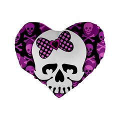 Pink Polka Dot Bow Skull Standard 16  Premium Heart Shape Cushion  from ArtsNow.com Back