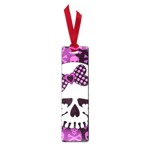 Pink Polka Dot Bow Skull Small Book Mark from ArtsNow.com Front