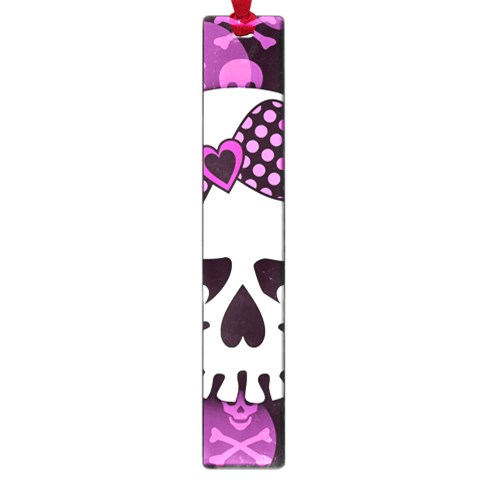Pink Polka Dot Bow Skull Large Book Mark from ArtsNow.com Front