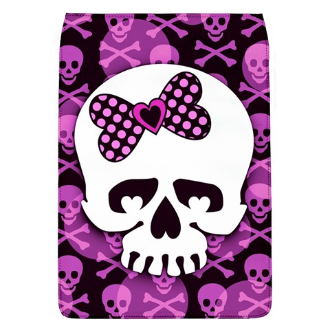 Pink Polka Dot Bow Skull Removable Flap Cover (L) from ArtsNow.com Front