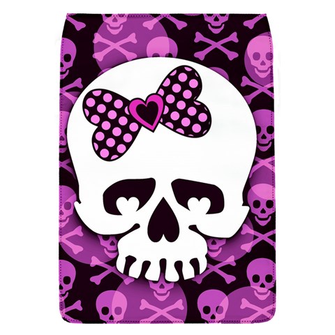 Pink Polka Dot Bow Skull Removable Flap Cover (S) from ArtsNow.com Front