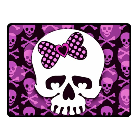 Pink Polka Dot Bow Skull Double Sided Fleece Blanket (Small) from ArtsNow.com 45 x34  Blanket Front