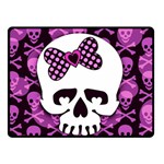 Pink Polka Dot Bow Skull Double Sided Fleece Blanket (Small)