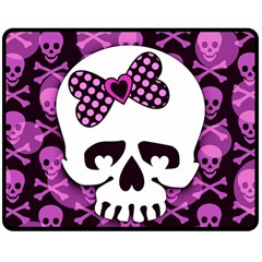 Pink Polka Dot Bow Skull Double Sided Fleece Blanket (Medium) from ArtsNow.com 58.8 x47.4  Blanket Front