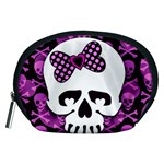 Pink Polka Dot Bow Skull Accessory Pouch (Medium)