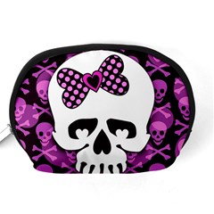 Pink Polka Dot Bow Skull Accessory Pouch (Medium) from ArtsNow.com Back