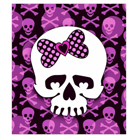 Pink Polka Dot Bow Skull Drawstring Pouch (Small) from ArtsNow.com Front
