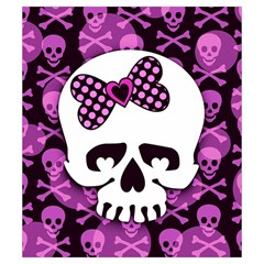 Pink Polka Dot Bow Skull Drawstring Pouch (Small) from ArtsNow.com Front