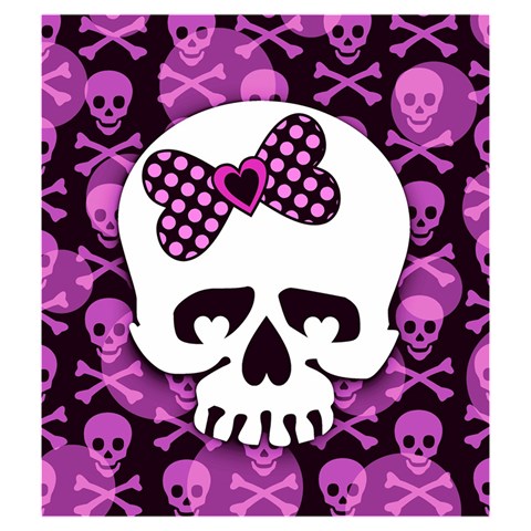 Pink Polka Dot Bow Skull Drawstring Pouch (Medium) from ArtsNow.com Front