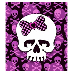 Pink Polka Dot Bow Skull Drawstring Pouch (Medium) from ArtsNow.com Front