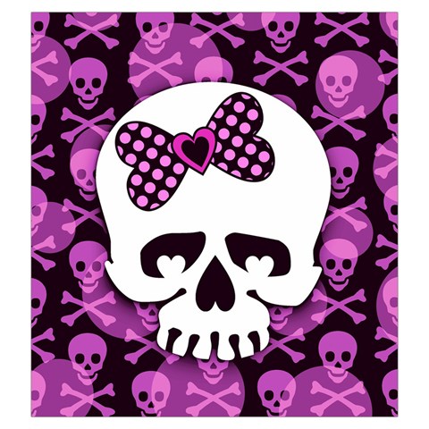 Pink Polka Dot Bow Skull Drawstring Pouch (Large) from ArtsNow.com Front