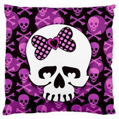 Pink Polka Dot Bow Skull Standard Flano Cushion Case (Two Sides) from ArtsNow.com Front