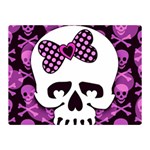 Pink Polka Dot Bow Skull Double Sided Flano Blanket (Mini)