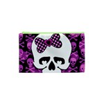 Pink Polka Dot Bow Skull Cosmetic Bag (XS)