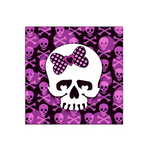 Pink Polka Dot Bow Skull Satin Bandana Scarf from ArtsNow.com Front