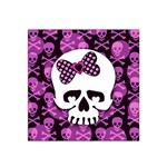 Pink Polka Dot Bow Skull Satin Bandana Scarf