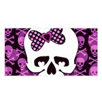 Pink Polka Dot Bow Skull Satin Shawl