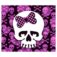 Pink Polka Dot Bow Skull Zipper Large Tote Bag from ArtsNow.com Back