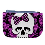 Pink Polka Dot Bow Skull Large Coin Purse