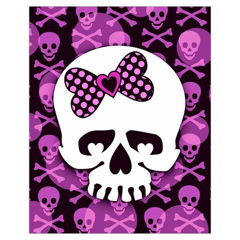 Pink Polka Dot Bow Skull Drawstring Pouch (XL) from ArtsNow.com Front