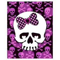 Pink Polka Dot Bow Skull Drawstring Pouch (XL) from ArtsNow.com Back