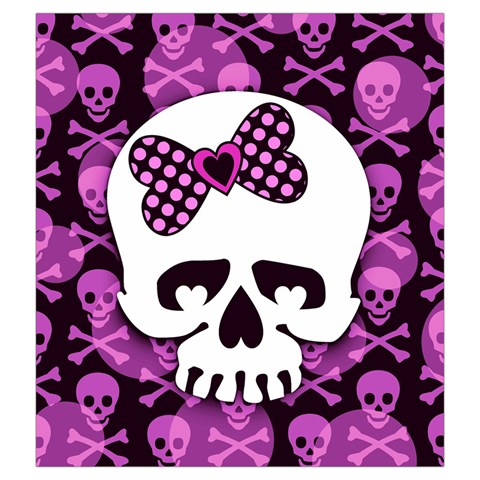 Pink Polka Dot Bow Skull Drawstring Pouch (XXL) from ArtsNow.com Front