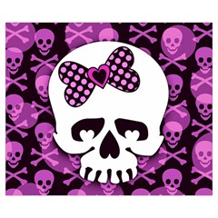 Pink Polka Dot Bow Skull Medium Tote Bag from ArtsNow.com Front