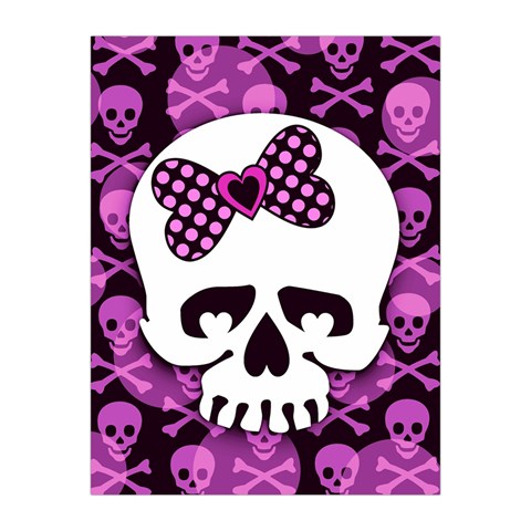 Pink Polka Dot Bow Skull Medium Tapestry from ArtsNow.com Front