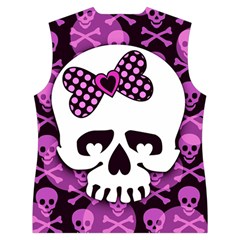 Pink Polka Dot Bow Skull Women s Button Up Vest from ArtsNow.com Back