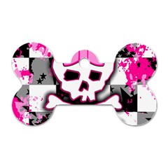 Pink Skull Scene Girl Dog Tag Bone (Two Sides) from ArtsNow.com Front