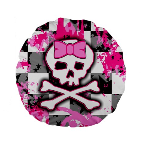 Pink Skull Scene Girl Standard 15  Premium Flano Round Cushion  from ArtsNow.com Front