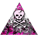 Pink Skull Splatter Wooden Puzzle Triangle