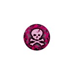 Pink Skull Star Splatter 1  Mini Button