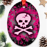 Pink Skull Star Splatter Ornament (Oval)