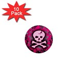 Pink Skull Star Splatter 1  Mini Magnet (10 pack) 