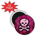 Pink Skull Star Splatter 1.75  Magnet (10 pack) 