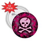 Pink Skull Star Splatter 2.25  Button (10 pack)