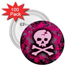 Pink Skull Star Splatter 2.25  Button (100 pack)