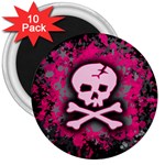 Pink Skull Star Splatter 3  Magnet (10 pack)