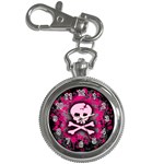 Pink Skull Star Splatter Key Chain Watch